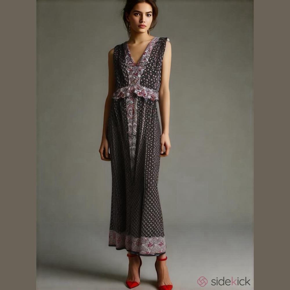 Max Edition LG Boho Chic Maxi Dress Eclectic Luxe Artisan Resort Wear Polished